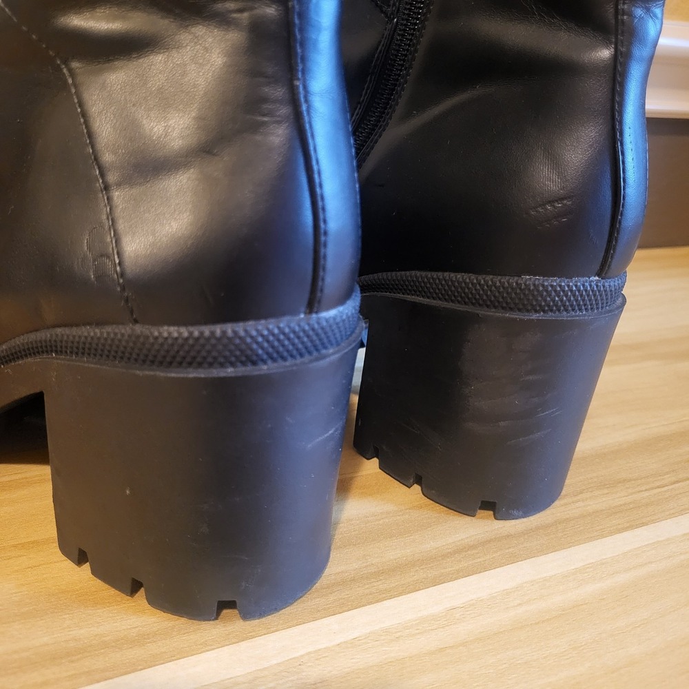 Mix No.6 Boots Valera Lace Up  Combat Block Heels Black Faux Leather Women's 8M - Picture 12 of 16